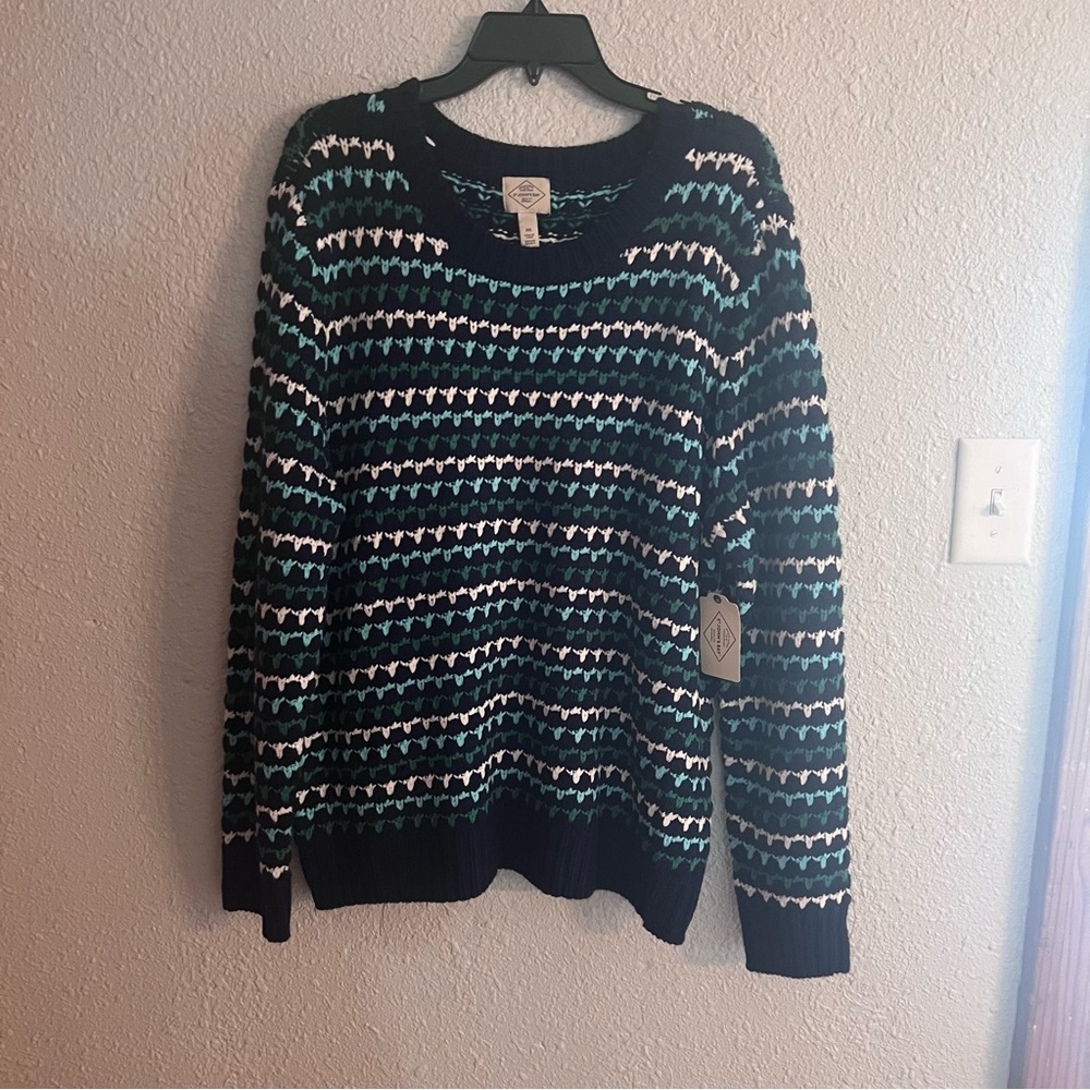 St. John's Bay Navy and White Patterned Sweater